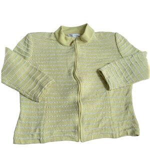 St. John Womens Yellow Wool Santana Knit Full Zip Long Sleeve Jacket Size S